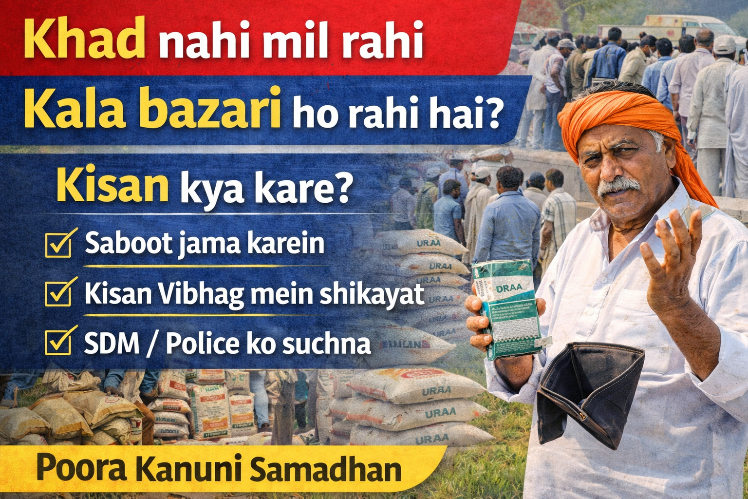 खाद नहीं मिल रही या काला बाज़ारी हो रही है? किसान क्या करें | कानूनी समाधान file 0000000026bc72098c9e71447680f7ac