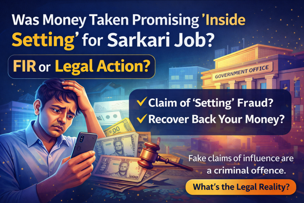 सरकारी विभाग में अंदरूनी सेटिंग के नाम पर पैसा लिया गया? FIR और कानूनी सच्चाई file 00000000cedc72069b219e86157f8504