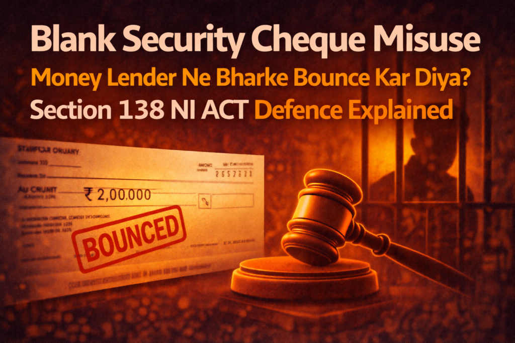 Blank Security Cheque Misuse – Money Lender Ne Bharke Bounce Kar Diya? Section 138 NI Act Defence Explained file 00000000ef447207a965cc5e54ec54f4