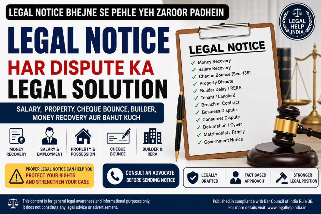 Legal Notice Bhejne Se Pehle Yeh Zaroor Padhein: Salary, Property, Cheque Bounce, Builder, Money Recovery Aur Har Dispute Ke Liye Complete Guide file 00000000c85c8211b0b7d19396e37879